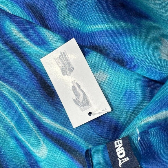 NEW Lands End Wrap Skirt Scarf Blue Bohemian Wavy Beach - Picture 4 of 5